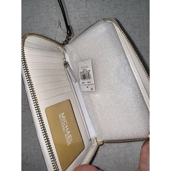 NWT Michael Kors Jet Set Natural Light Cream Phone Case Wallet Wristlet - Picture 5 of 6